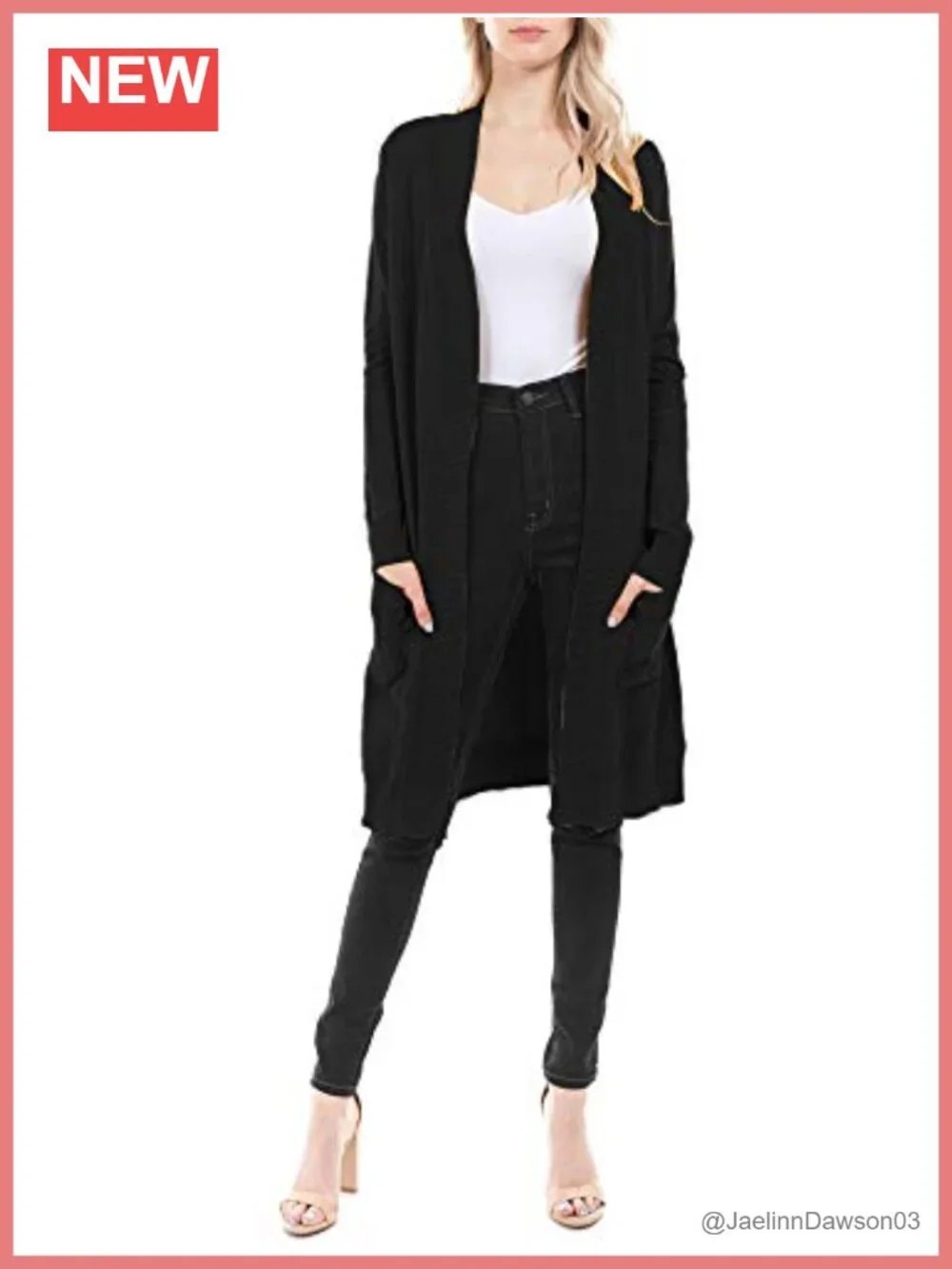 Womens Soft Stretchy Knit Longline Open Front Sweater Cardigan with Pockets